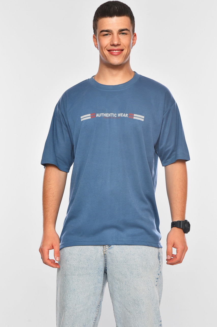 Футболка чоловіча батальна темно-синього кольору 200470M, фото 1