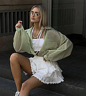 Женская мини-юбка с кружевом из легкой ткани #75