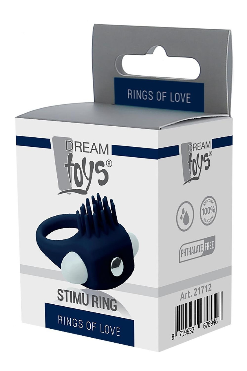 Ерекційне кільце Dream Toys Rings of Love з вусиками, синього кольору, фото 1