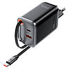 Мережевий зарядний пристрій ACEFAST A111 PD67W / QC4.0 with retractable cable, Black, фото 4