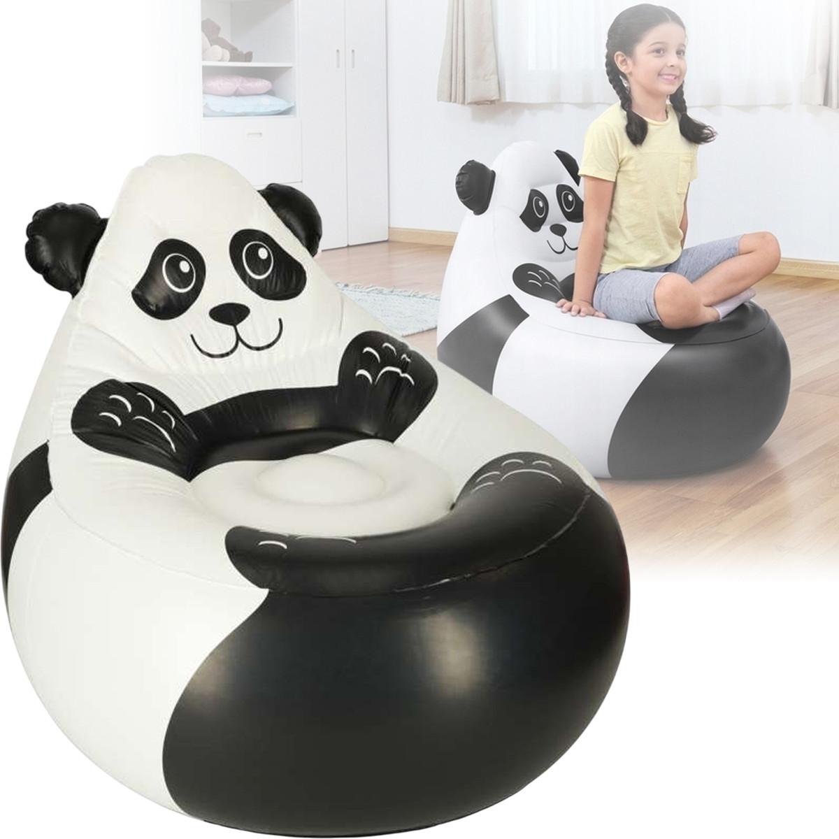 Дитяче велюрове надувне крісло у вигляді Звірят 72 x 72 x 64 см Bestway 75116 Дитячі крісла в кімнату, фото 1