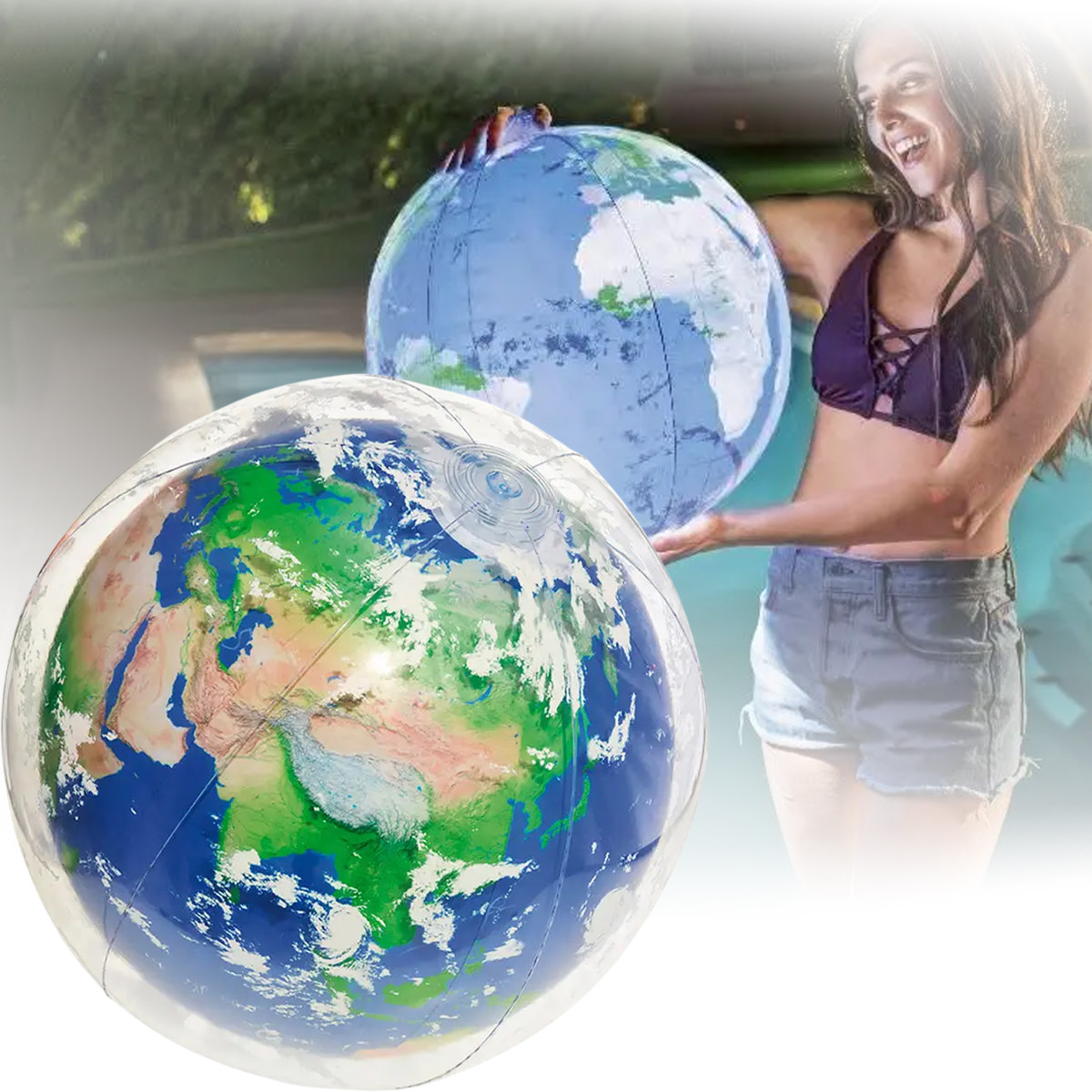 Пляжний надувний м'яч 61 см з LED підсвічуванням Планета Земля Bestway 31045 Надувний м'яч для басейну, фото 1