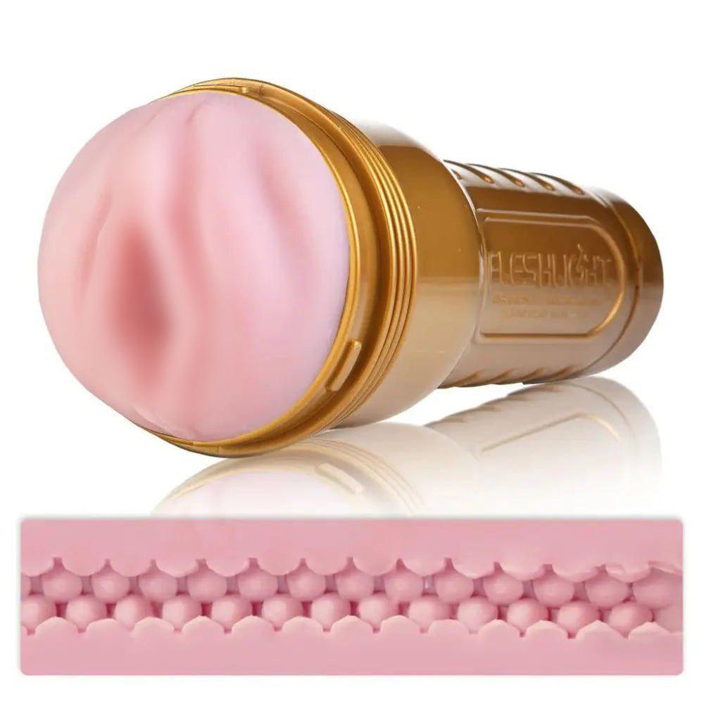 Мастурбатор вагіну в колбі Fleshlight Pink Lady Stamina Training Unit, кібершкіра, рельєфний Кітті