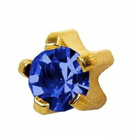 Сережки-гвоздики пусети Studex міні крапан золото, камінь сапфір, 2 мм M109Y