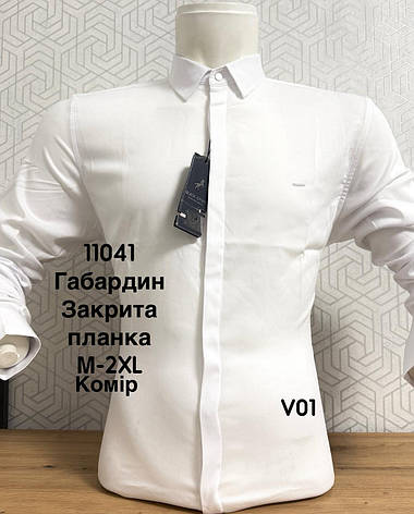 Однотонна чоловіча сорочка BlackStone габардин V01 (закрита планка), фото 1