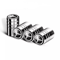 Захисні ковпачки на ніпелях, металеві Mercedes Alitek Long Silver Мерседес, Mercedes Benz. Набір 4 шт.