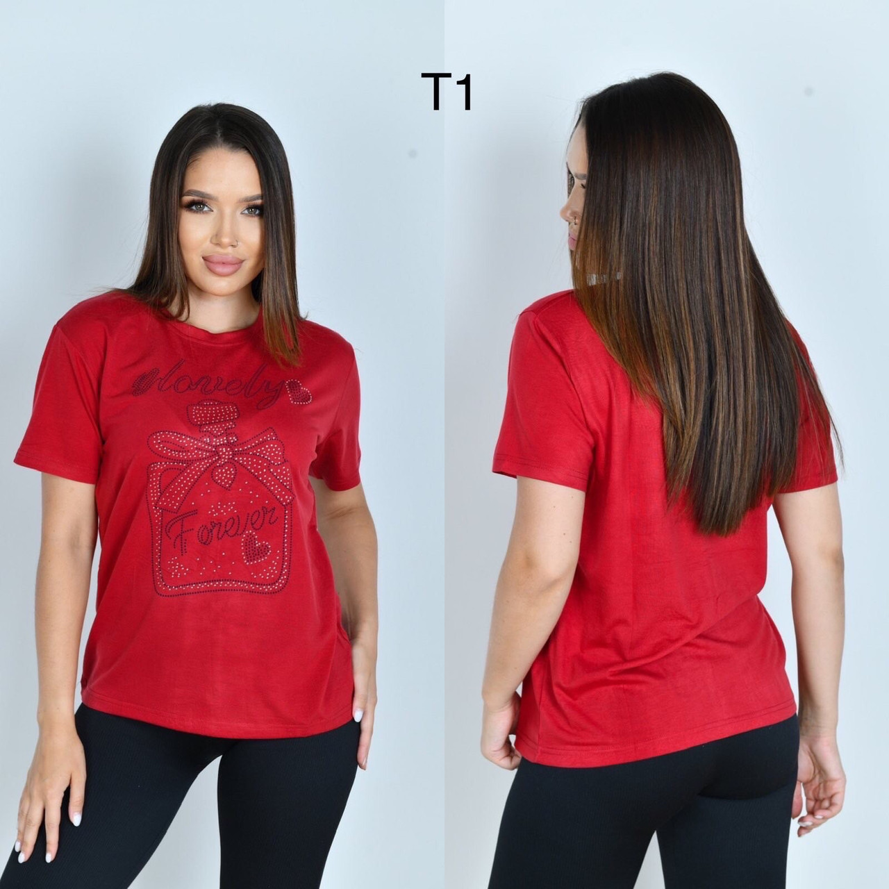 Жіноча футболка норма Розмір: 1-3XL Зрістовка: (5шт) різні кольори, фото 1