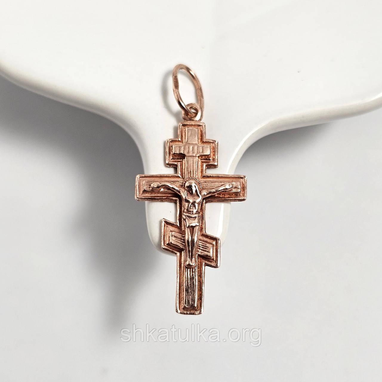Хрестик позолочений з розп'яттям під ланцюжок або шнурок масивний