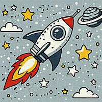 Картина за номерами обкладинка Космічна ракета 25х25 см