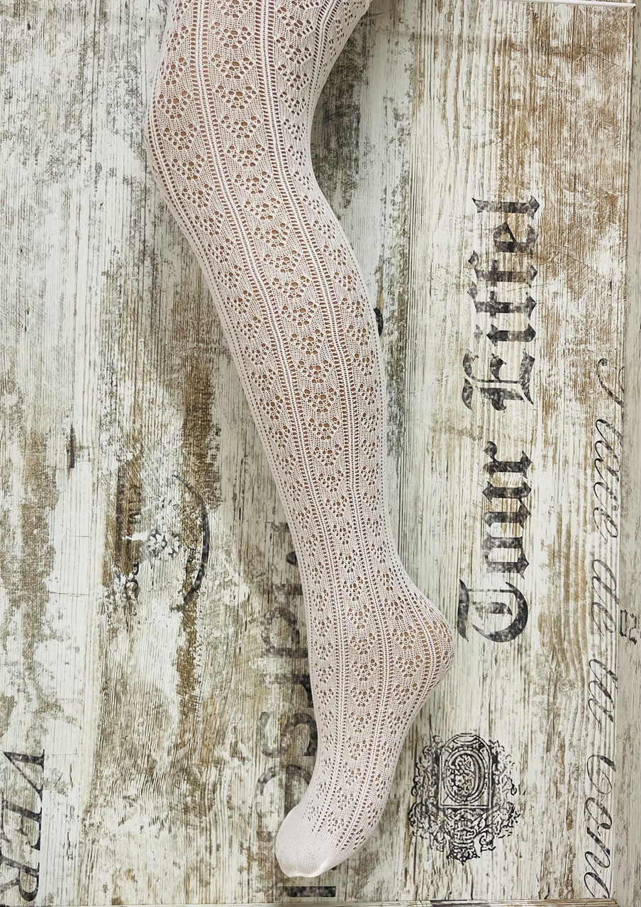 Кремові ажурні безрозмірні колготки 120 Ден, фото 1