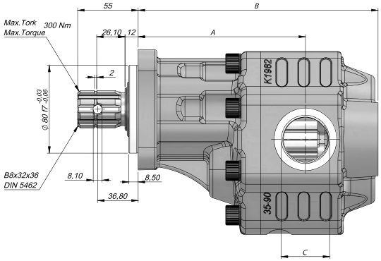 розміри насосів ISO ERCAH розміри гідронасосів ISO ERCAH