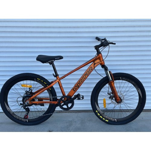 Гірський підлітковий алюмінієвий велосипед 26 дюймів TopRider "ТОП100" золото, фото 1