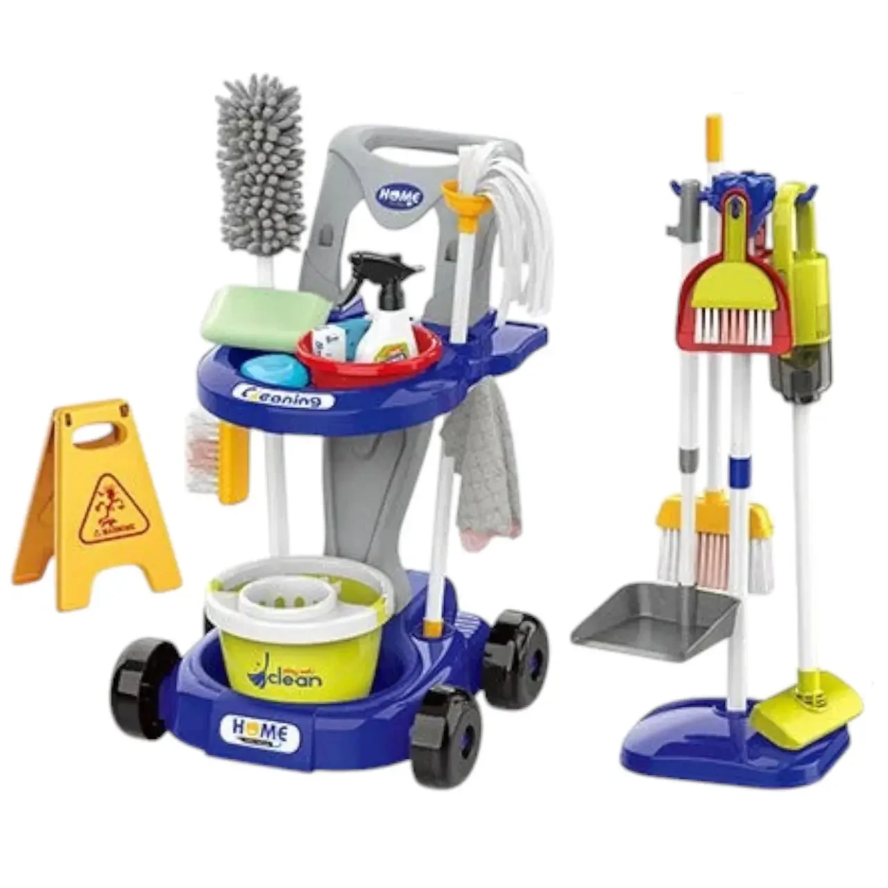 Набір для прибирання дитячий 667-66 відро, швабра, пилосос на батарейках, звук, 29 предметів, фото 1