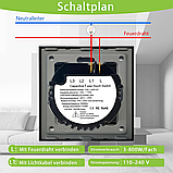TAWOIA TW-102L-WT: Сенсорний скляний вимикач 1000 Вт (чорний), фото 3