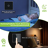 TAWOIA TW-102L-WT: Сенсорний скляний вимикач 1000 Вт (чорний), фото 6