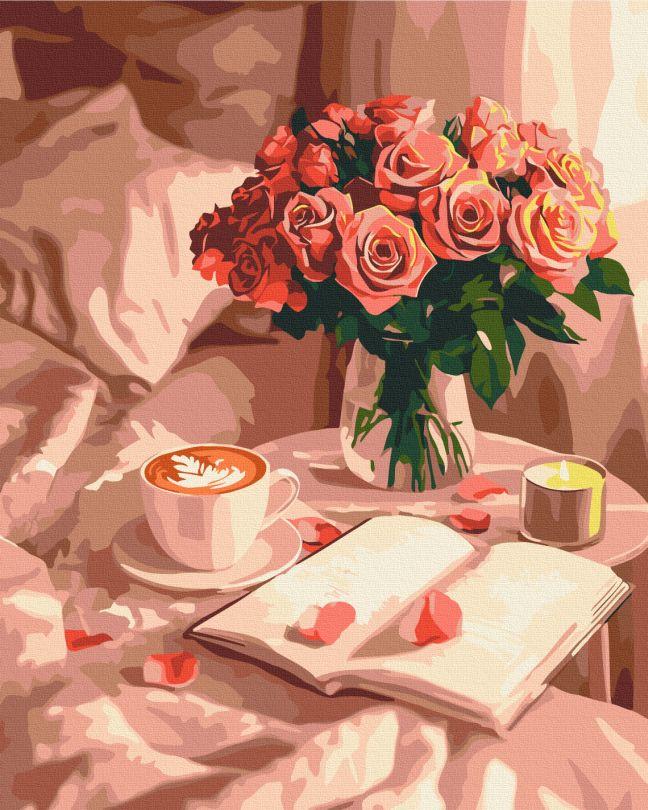 Картини за номерами BrushMe Аромат троянд і кави (BSM-B54286) 40 х 50 см, фото 1