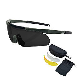 Захисні тактичні армійські окуляри ESS Олива .3 комплектів лінз. Підвищена товщина лінз