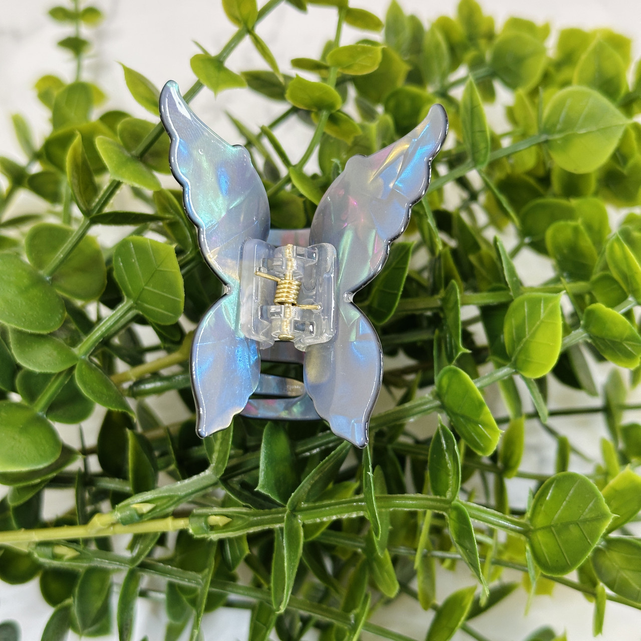 Заколка крабик для волосся Метелик синій золотий 60х50 мм, фото 1