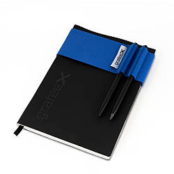 Блокнот із кам'яного паперу з кульковою ручкою та олівцем Pininfarina Grafeex Writing Set, колір синій