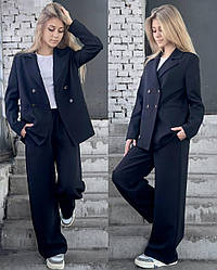 Стильний костюм для дівчаток піджак і штани палаццо, розміри на зріст 128 — 160 + Відеоогляд