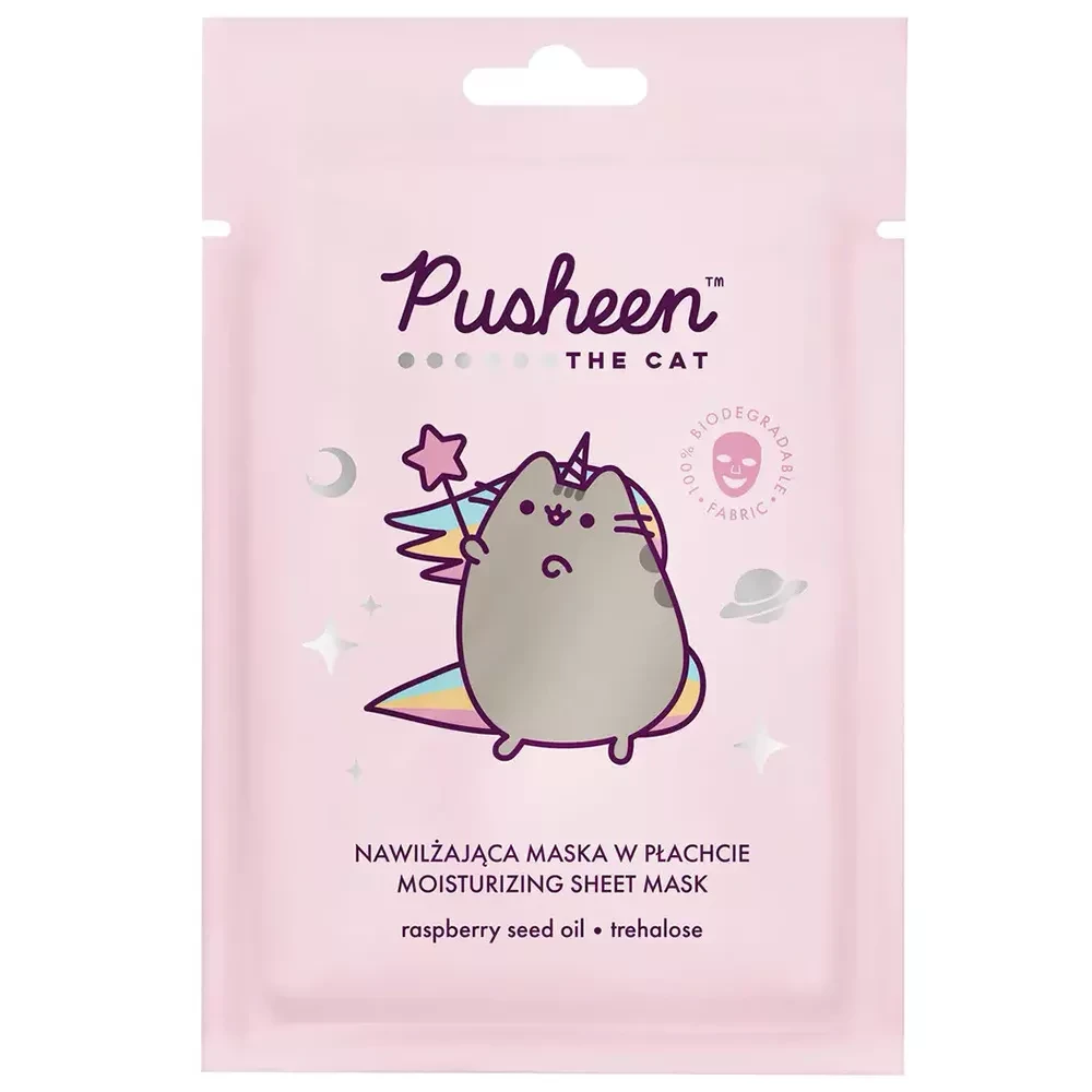 Дитяча зволожуюча маска для обличчя Pusheen з олієї насіння малини, фото 1