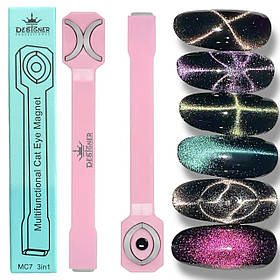 Рожевий мультифункціональний магніт 3в1 Multifunctional Cat Eye Magnet Дизайнер для котячого ока