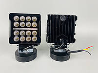 Фара LED квадратна 16 Led chip 12/24V. Широкий промінь + DRL світло (жовта горизонт лінія), світло 6500К, IP67, фото 6