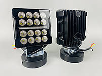 Фара LED квадратна 16 Led chip 12/24V. Широкий промінь + DRL світло (жовта горизонт лінія), світло 6500К, IP67, фото 7