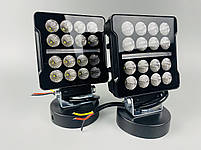 Фара LED квадратна 16 Led chip 12/24V. Широкий промінь + DRL світло (жовта горизонт лінія), світло 6500К, IP67, фото 8