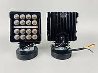 Фара LED квадратна 16 Led chip 12/24V. Широкий промінь + DRL світло (жовта горизонт лінія), світло 6500К, IP67, фото 9