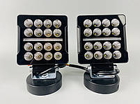 Фара LED квадратна 16 Led chip 12/24V. Широкий промінь + DRL світло (жовта горизонт лінія), світло 6500К, IP67, фото 10