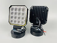 Фара LED квадратна 16 Led chip 12/24V. Широкий промінь. Світло 6500К, IP67.Реальні 27W, фото 2