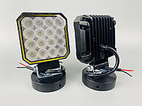 Фара LED квадратна 16 Led chip 12/24V. Широкий промінь. Світло 6500К, IP67.Реальні 27W, фото 4