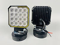 Фара LED квадратна 16 Led chip 12/24V. Широкий промінь. Світло 6500К, IP67.Реальні 27W, фото 5