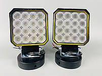 Фара LED квадратна 16 Led chip 12/24V. Широкий промінь. Світло 6500К, IP67.Реальні 27W, фото 6