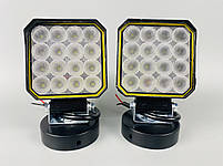 Фара LED квадратна 16 Led chip 12/24V. Широкий промінь. Світло 6500К, IP67.Реальні 27W, фото 7