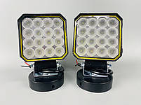 Фара LED квадратна 16 Led chip 12/24V. Широкий промінь. Світло 6500К, IP67.Реальні 27W, фото 8