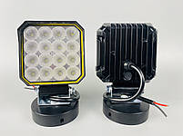 Фара LED квадратна 16 Led chip 12/24V. Широкий промінь. Світло 6500К, IP67.Реальні 27W, фото 9