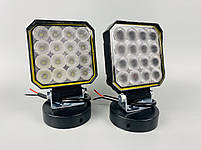 Фара LED квадратна 16 Led chip 12/24V. Широкий промінь. Світло 6500К, IP67.Реальні 27W, фото 10