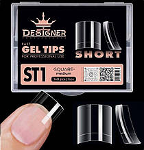 Арочні типи гелеві Дизайнер Short Fast Gel Tips ST1 Square medium для нарощування нігтів (120шт)
