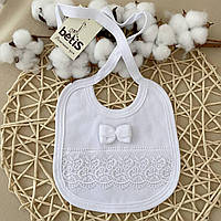 Слинявчик "Ажурчик" на зав'язках Білий Велюр,кулір,мереживо арт.27077891