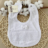 Слинявчик "Ажурчик" на кнопці Білий Велюр,кулір,мереживо арт.27077889