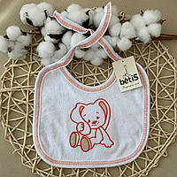 Слинявчик "Зайчик" з вишивкою на зав'язках Білий/помаранчевий Махра арт.27687098