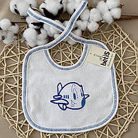 Слинявчик "Літачок" з вишивкою на зав'язках Білий/синій Махра арт.27687104