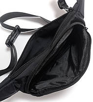 Сумка крос боді бананка на пояс чоловіча слінг чорна тканинна два відділи на блискавці Lanpad 37012, фото 5