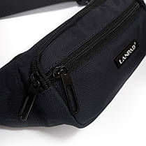 Сумка крос боді бананка на пояс чоловіча слінг чорна тканинна два відділи на блискавці Lanpad 37012, фото 2