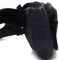 Сумка крос боді бананка на пояс чоловіча слінг чорна тканинна два відділи на блискавці Lanpad 37012, фото 4