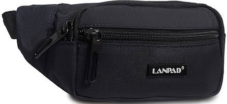 Сумка крос боді бананка на пояс чоловіча слінг чорна тканинна два відділи на блискавці Lanpad 37012, фото 1