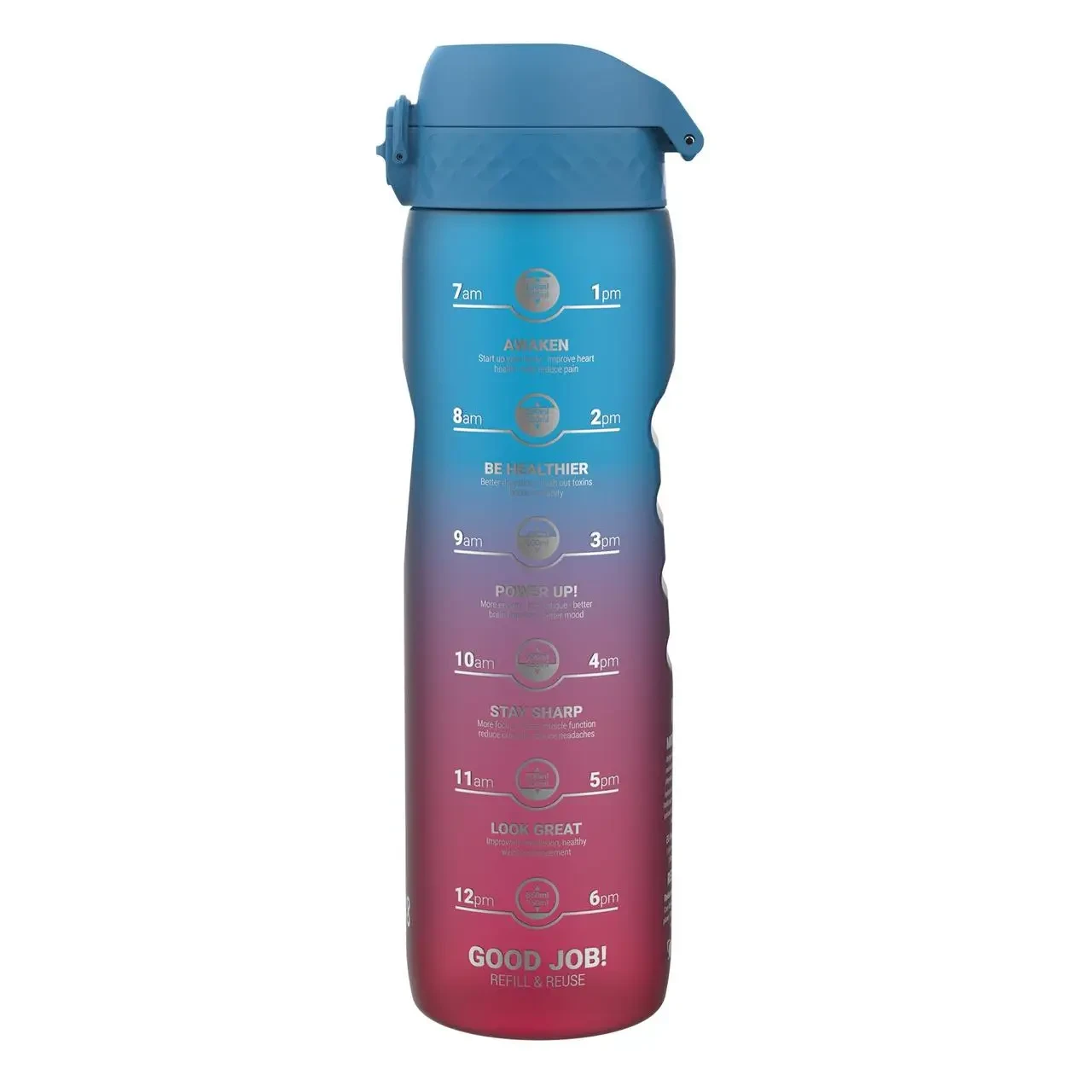 Пляшка для води ION8 1000 мл. BPA Free, Times To Drink, BPA Free, Blue & Pink