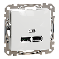 USB розетка тип A+A 2,1A Білий Sedna Design